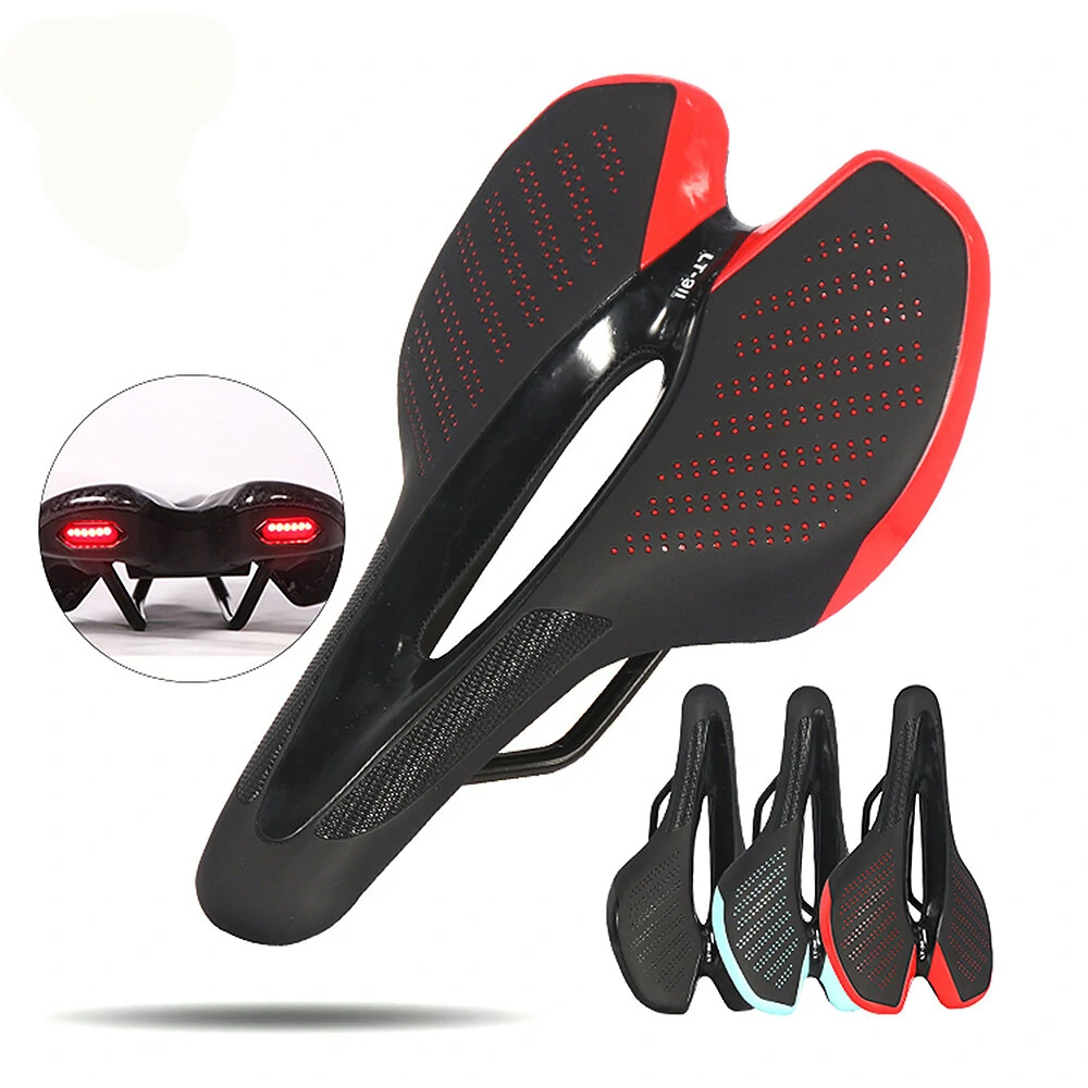 Road Bike Saddle MTB Bicycle Seat With Mountain Cycling Racing Warning Taillight USB Charging PU Breathable Soft Seat Cushion (image for) Road Bike Saddle MTB Bicycle Seat With Mountain Cycling Racing Warning Taillight USB Charging PU Breathable Soft Seat Cushion